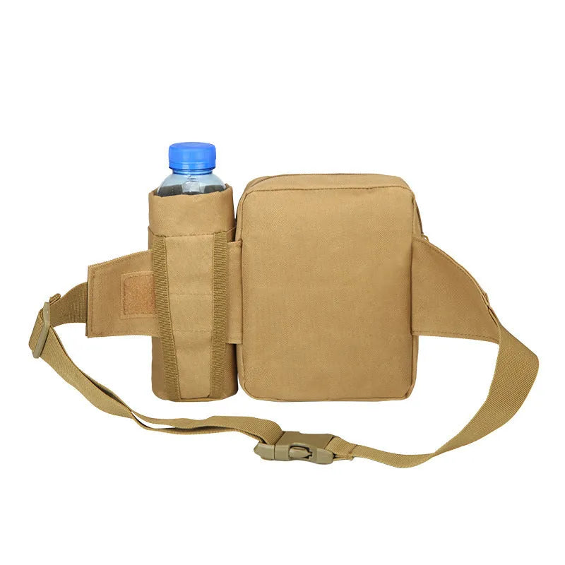 Small waterproof tactical bag with multiple pockets in camouflage colour for outdoor running and hiking
