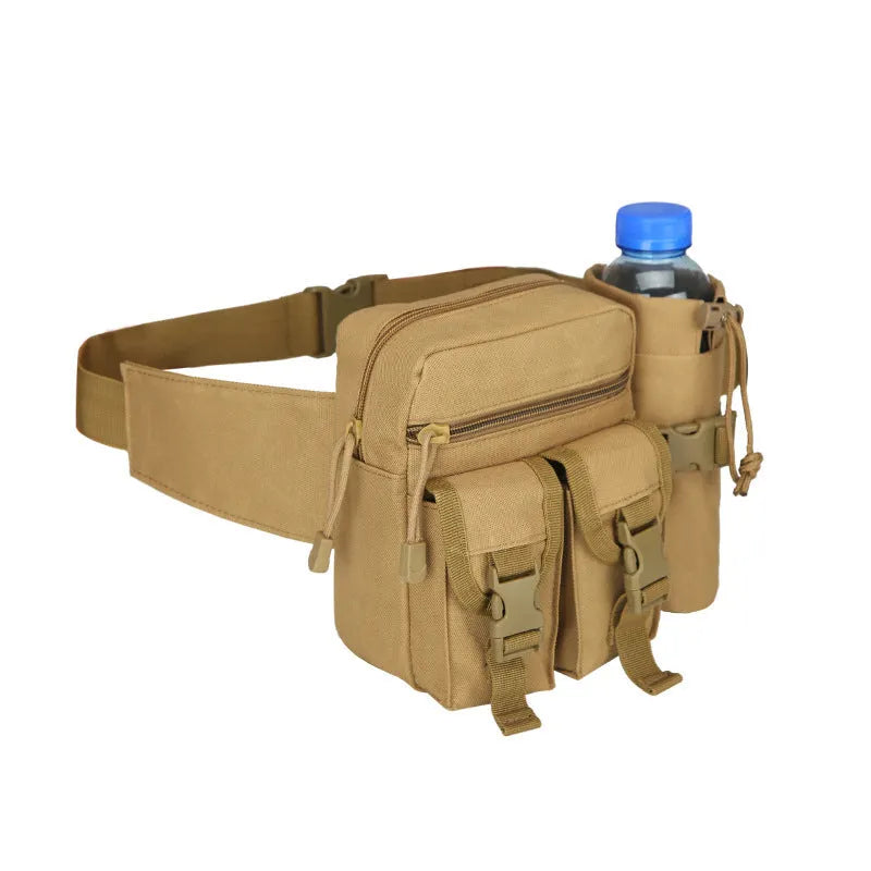 Small waterproof tactical bag with multiple pockets in camouflage colour for outdoor running and hiking