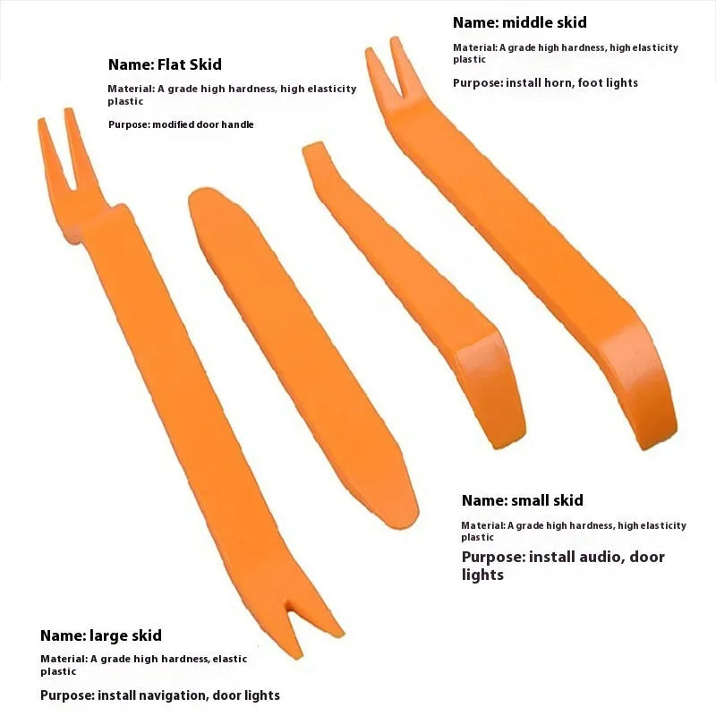 Four piece set of car interior rocker screwdrivers made of 45 manganese steel, packed as one set