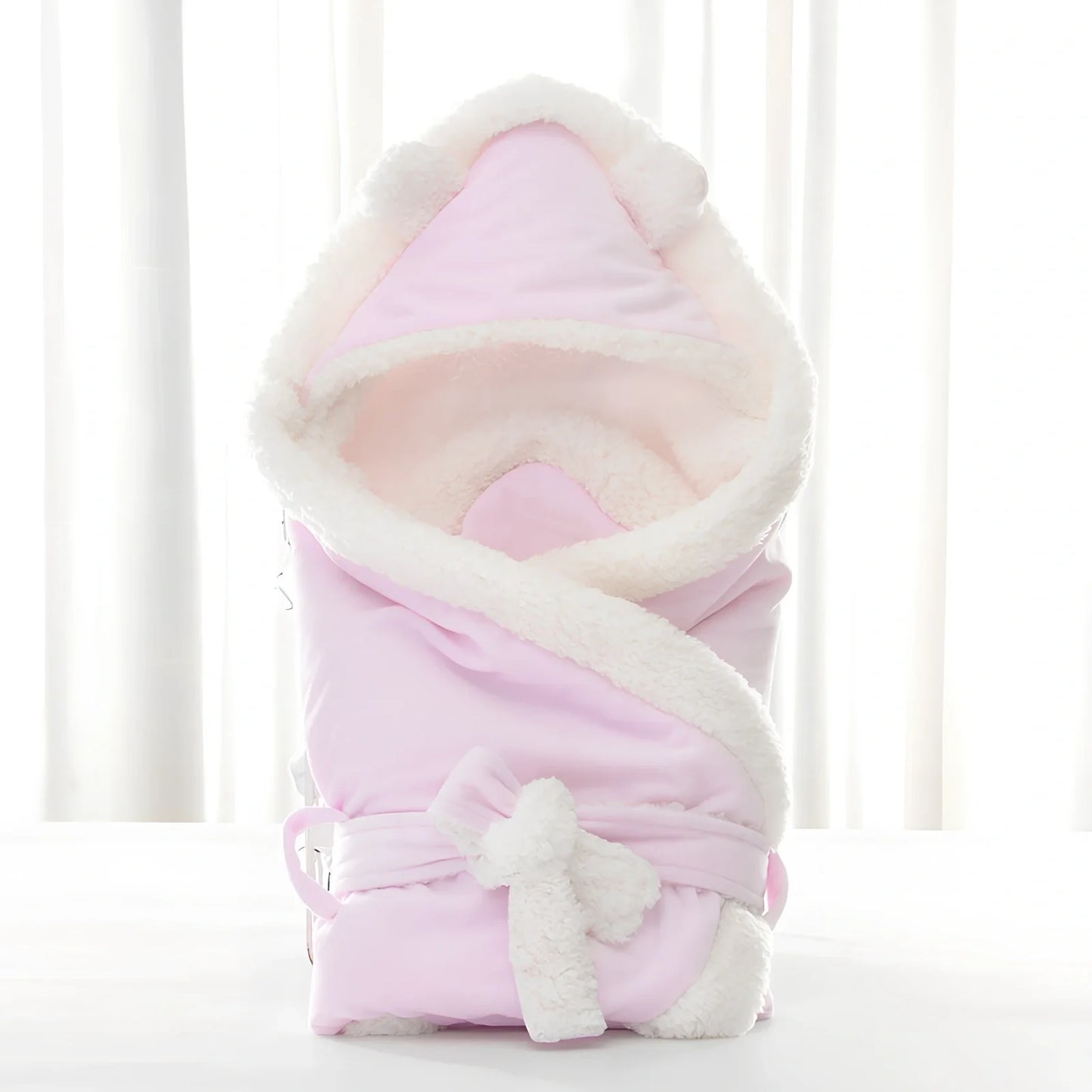 Velvet swaddling blanket 88x88cm in blue wrapping newborn baby for winter warmth, plain fabric set option available