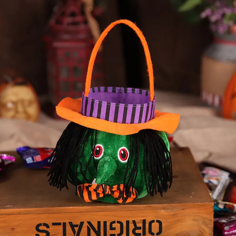 Halloween candy bag in pumpkin, witch, vampire, or blackcat design measuring 16cm square