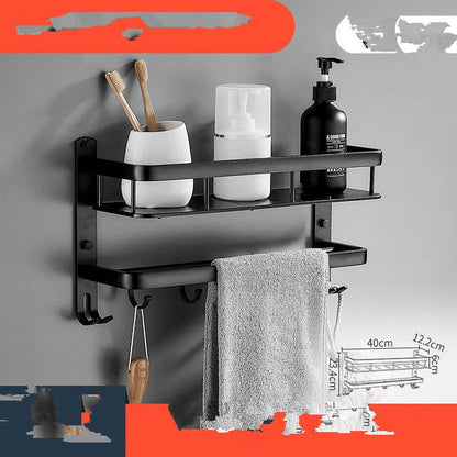 Nordic minimalist black bathroom vanity shelf with three floors for storage