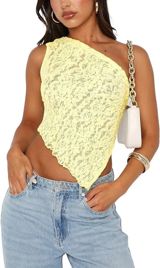 A stylish and comfortable backless lace top in a variety of colors, perfect for summer wear.