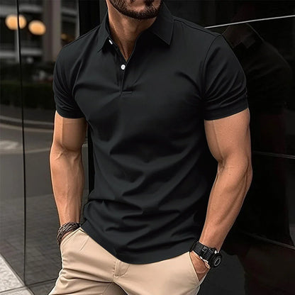 Men's short sleeve cotton polo shirt in a variety of classic colors and sizes