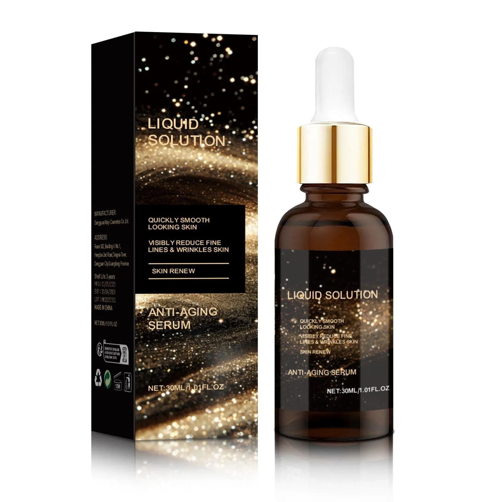 30ml bottle of facial moisturising care solution with hyaluronic acid and glycerin