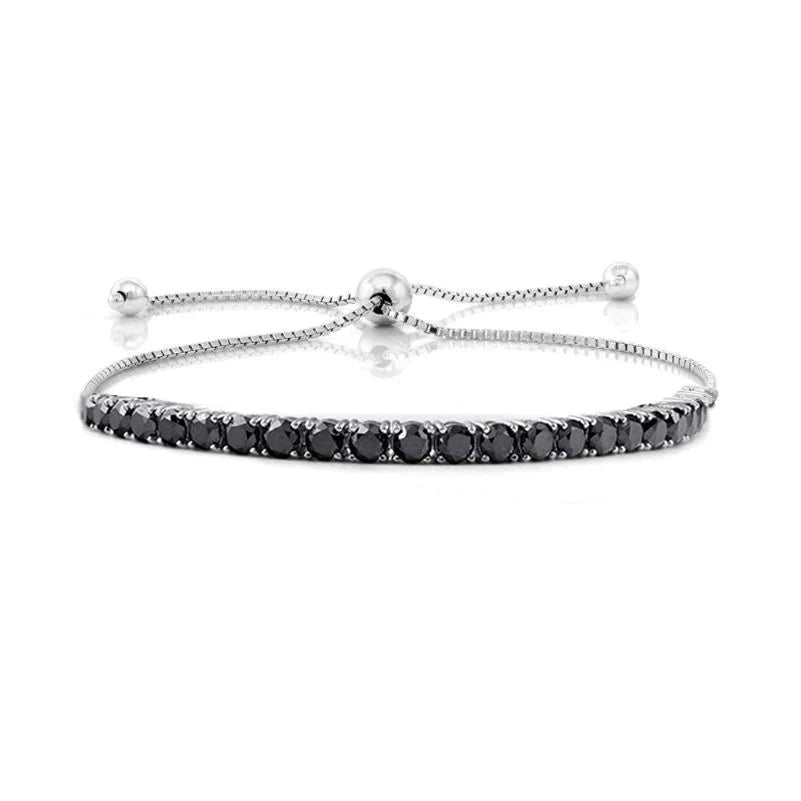 Black round micro inlaid zircon bracelet for women, elegant and versatile