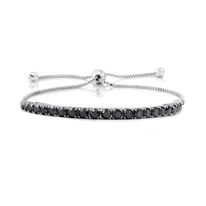 Black round micro inlaid zircon bracelet for women, elegant and versatile