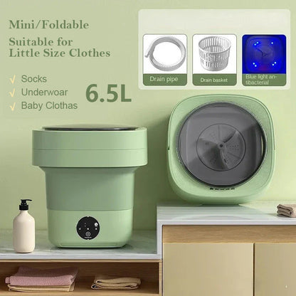 Compact and portable washing machine for small spaces, with hands-on scrubbing and semi-automatic timer function
