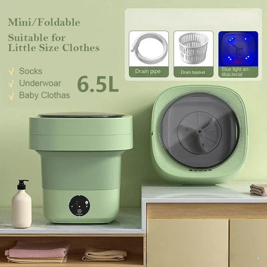 Compact and portable washing machine for small spaces, with hands-on scrubbing and semi-automatic timer function