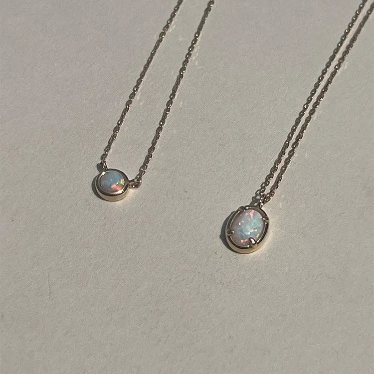 S925 silver oval pendant necklace with jelly opal gemstone in gold or white gold colour plating