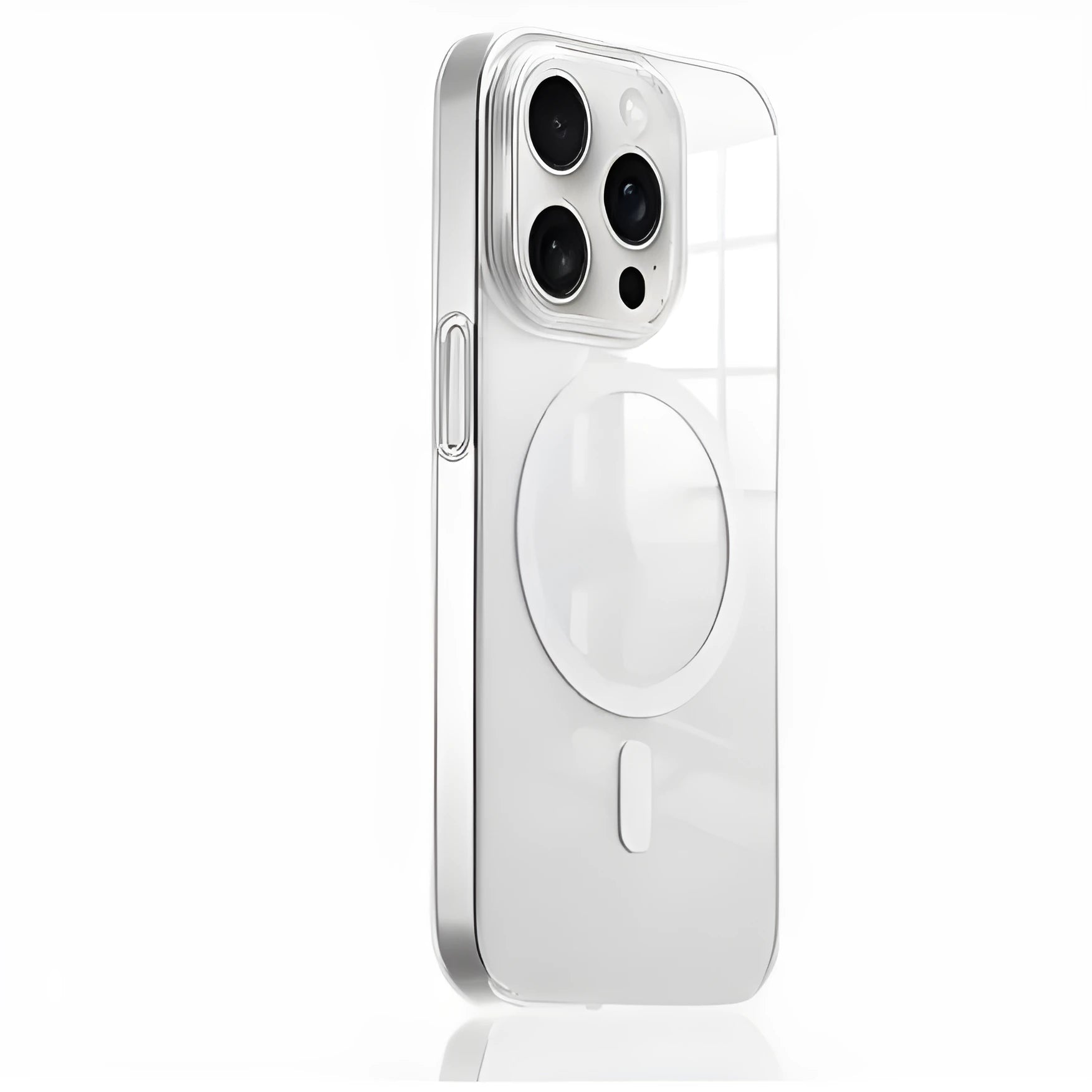 Crystal transparent magnetic phone case with frosted finish for Apple iPhone 15 and 16 series
