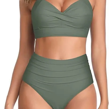 Women's split bow bikini swimsuit in multiple colours on a mannequin