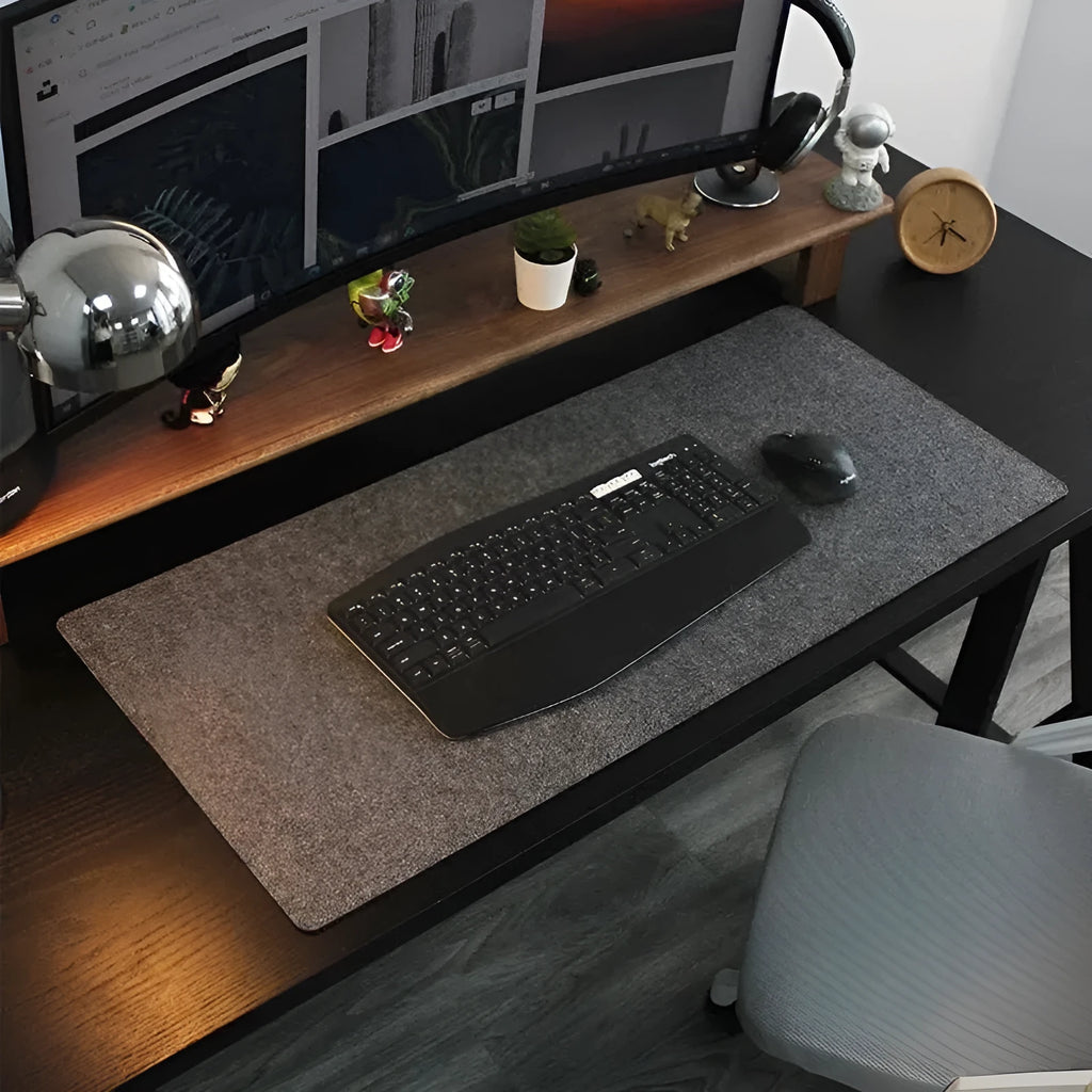 Felt mouse pad extra large thickened non-slip desk mat brown solid colour 800x400mm size