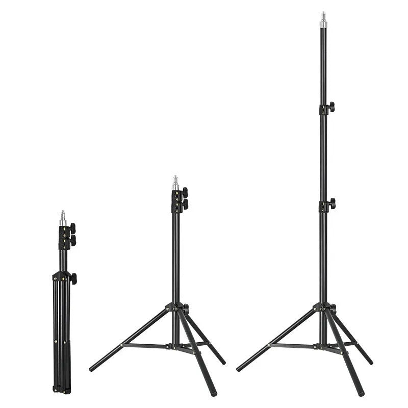 Mobile phone tripod light stand with frosted finish and phone holder attached