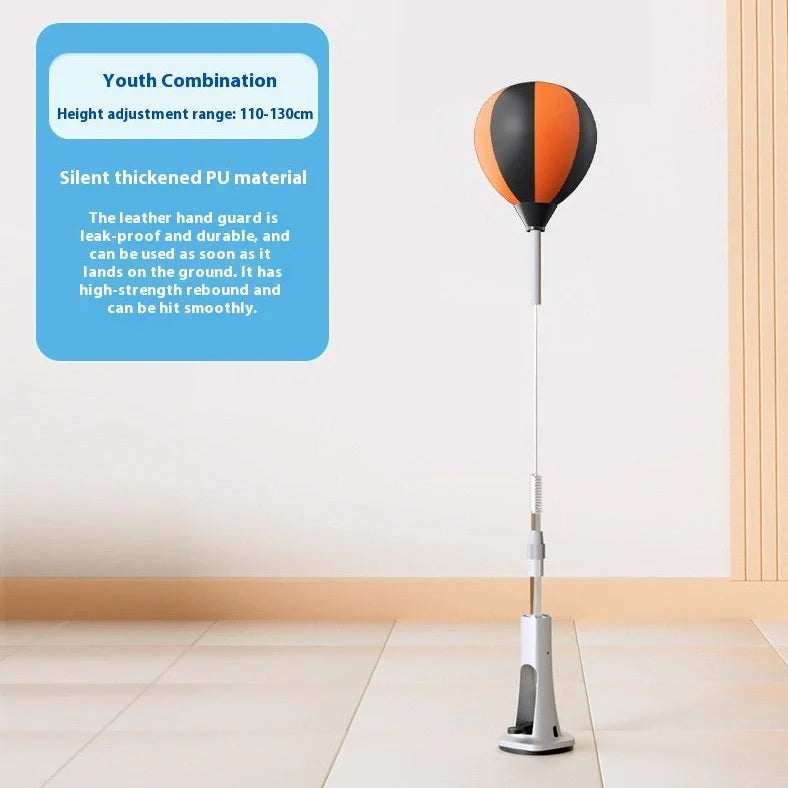 Vertical boxing target with adjustable height mechanism and PU striking surface for home training