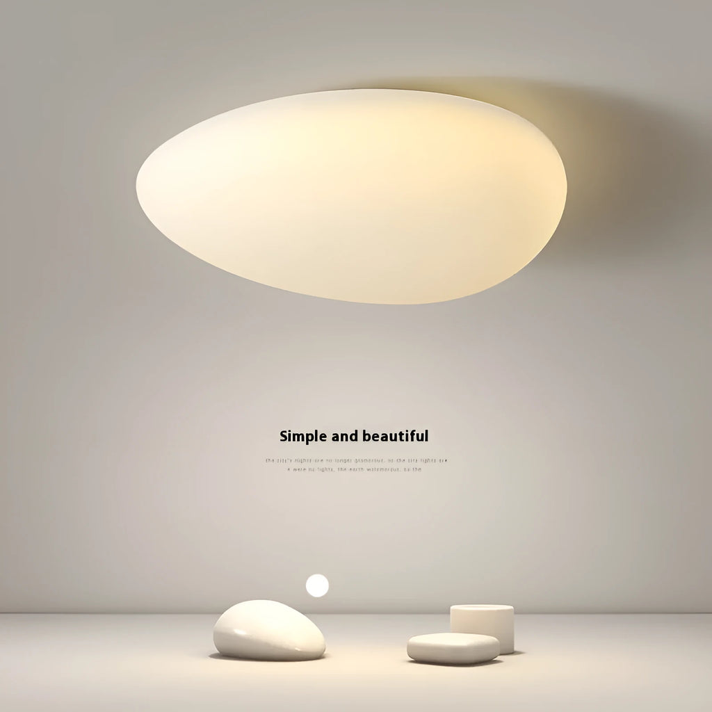 Modern minimalist LED ceiling light in white finish, 23cm diameter, for bedrooms
