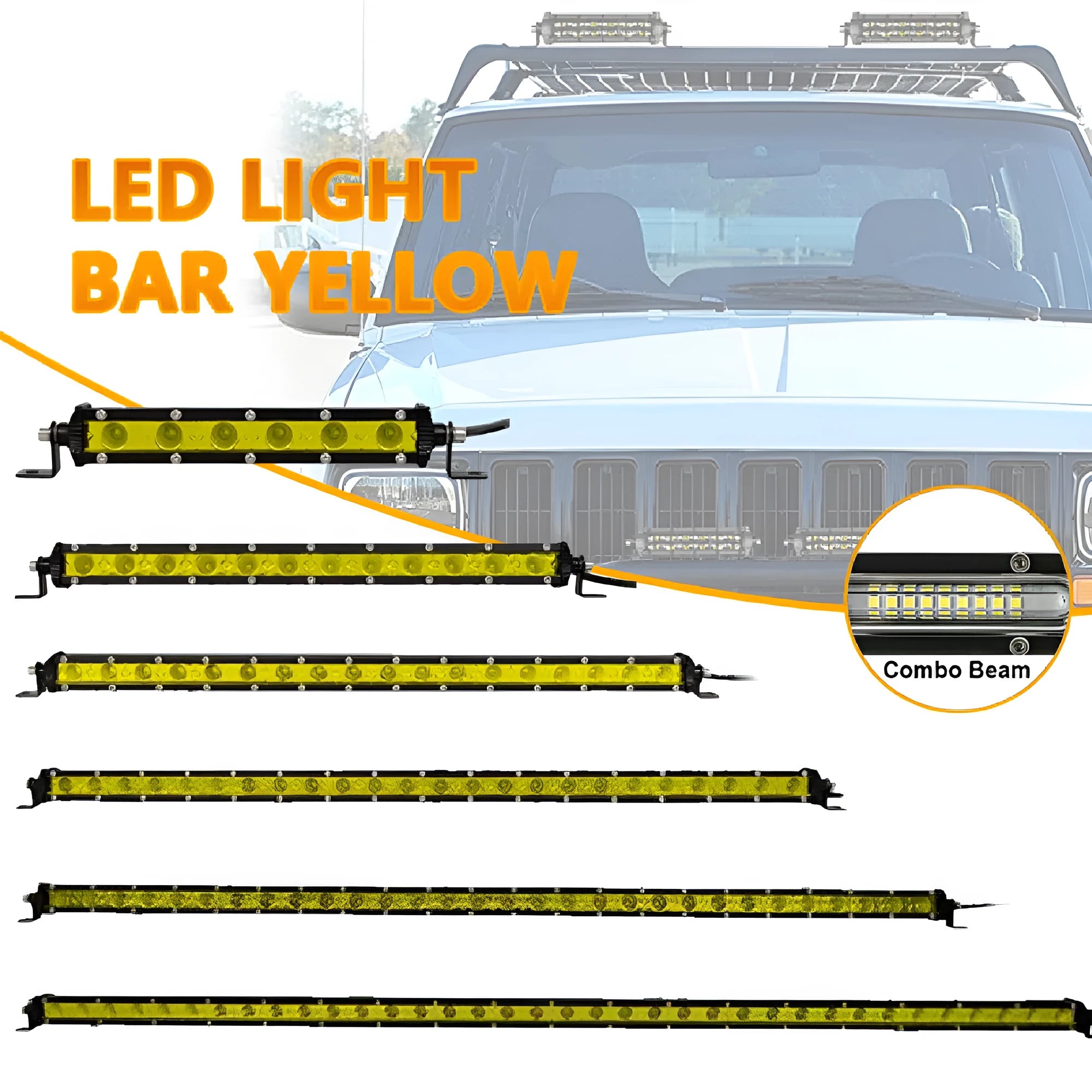 25-inch single row aluminium LED light bar with cool white lights and mounting brackets.