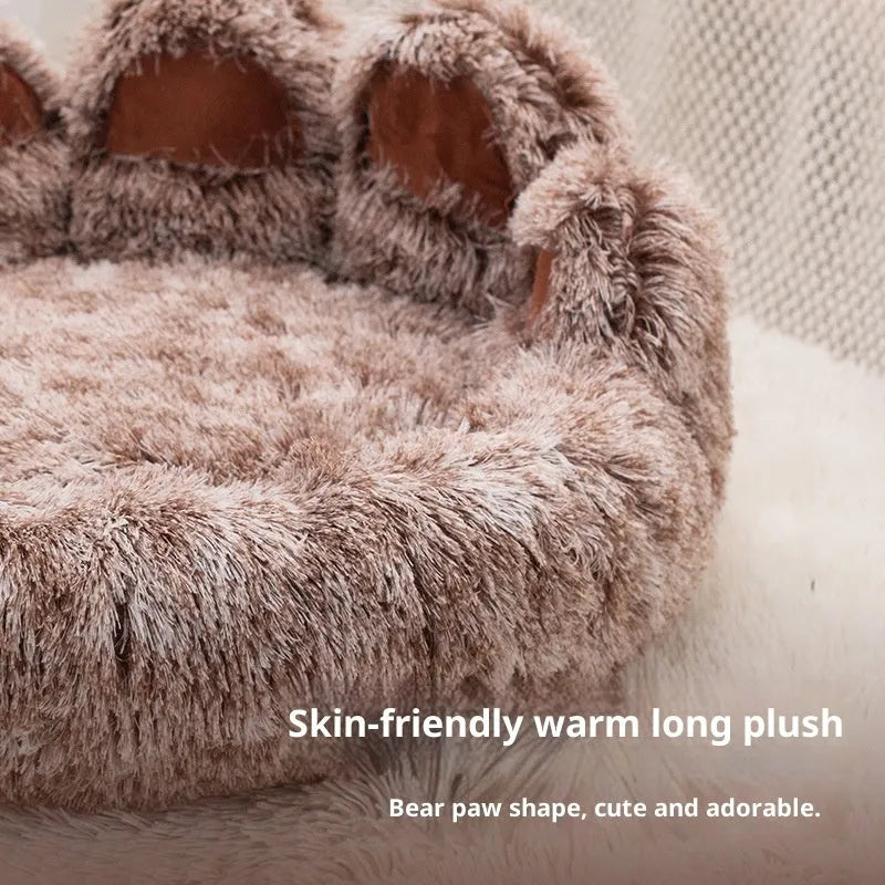 Two-color thickened plush pet bed for dogs in double silk gray with hand-shaped brush nest finish, 50cm diameter