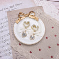 Pair of polyester lace bow rhinestone love heart hair clips 4x5cm in five colours
