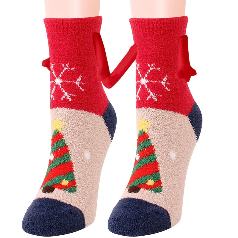 Christmas couple socks with magnetic suction feature in various animal patterns