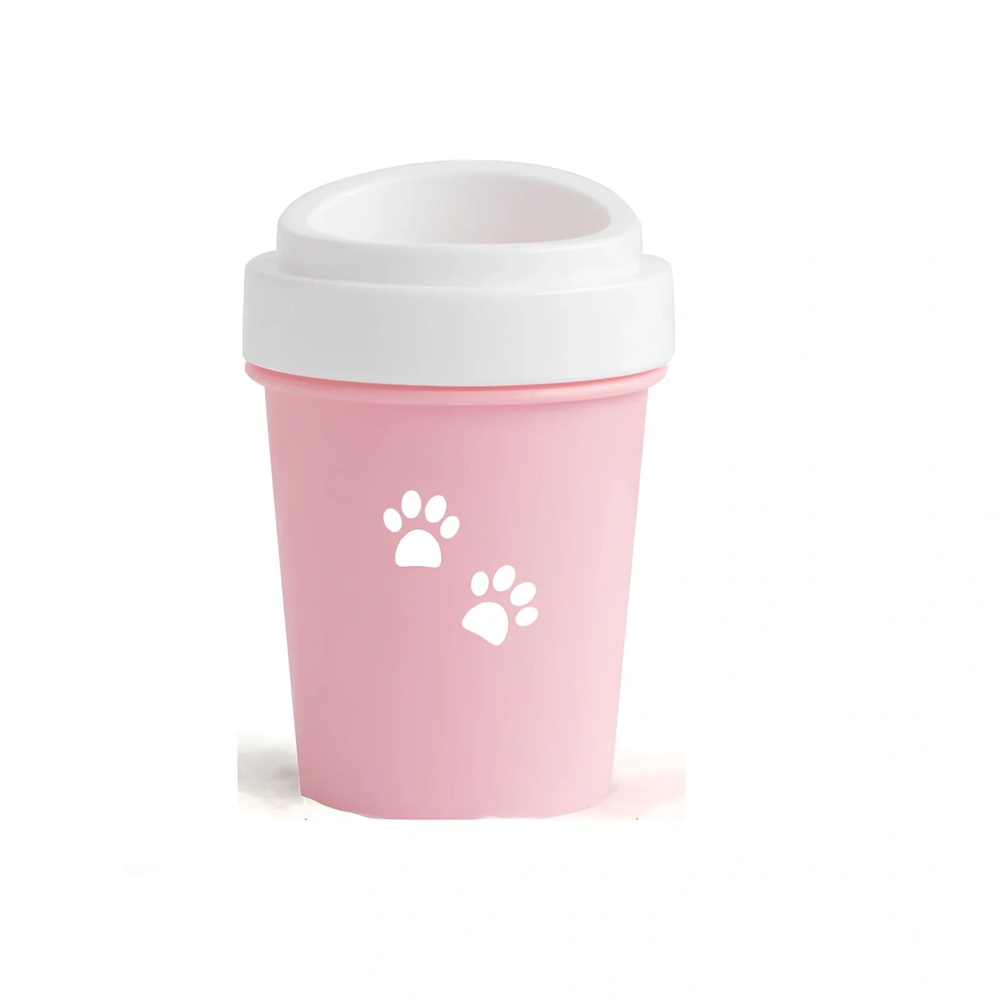 Blue silicone dog paw cleaning cup with soft bristles and stable base design