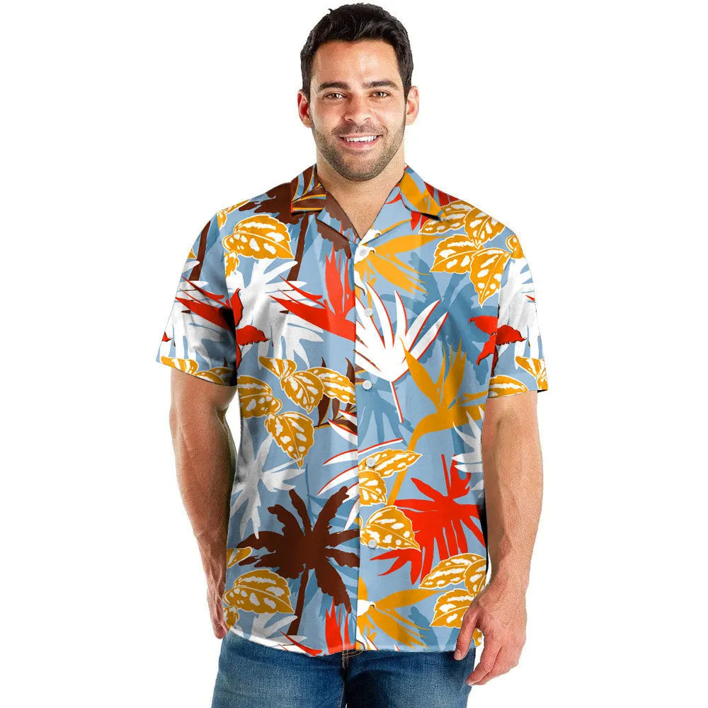Men's beach digital printed shorts shirt inner mesh suit in polyester cotton blend, colour B267-1018