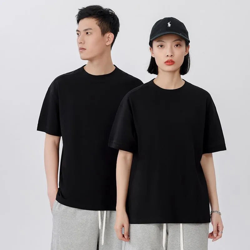 Men's breathable pique cotton short-sleeved t-shirt in loose fit summer casual top