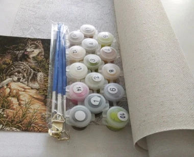 Hand-painted mom and baby elephant digital oil painting on linen, romanticism genre