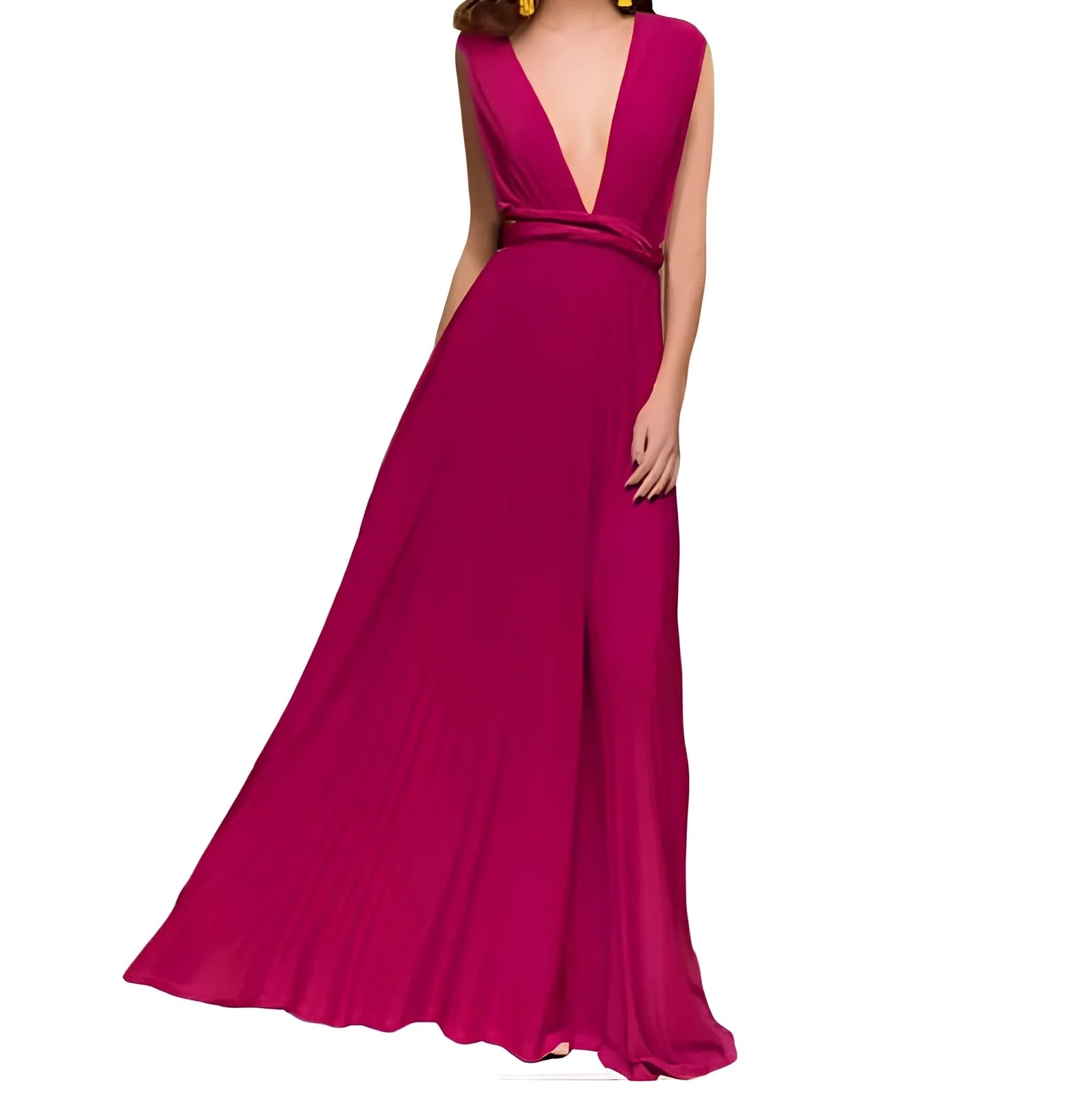 Women's khaki multiway bandage maxi dress with long straps, backless lace design, floor-length 158cm swing skirt in polyester milk silk