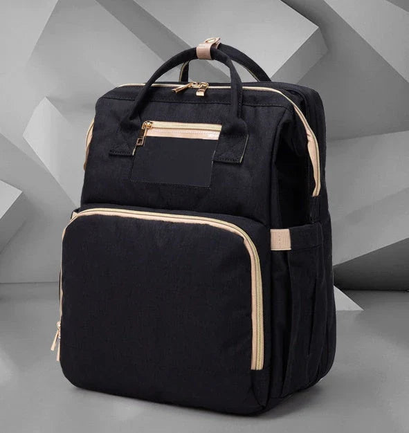 USB charging mommy bed backpack with foldable design and large capacity