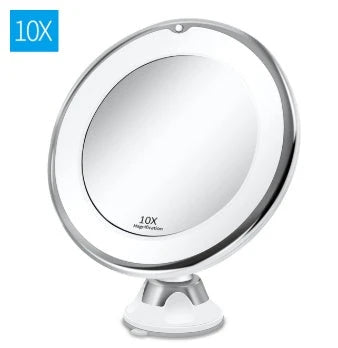 360 Swivel 10x Magnifying Bright LED Lighted Makeup Mirror with adjustable gooseneck