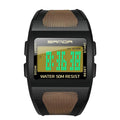 Sanda sports digital watch with black resin strap showing time and date on display