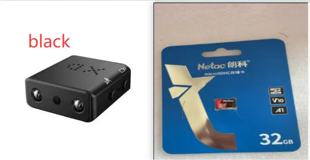 1080P Full HD mini camera with IR-CUT night vision motion detection black