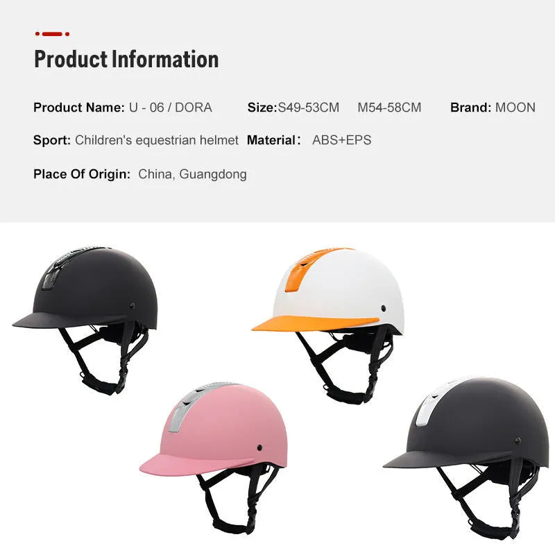 Super light equestrian helmet in bright black with ABS shell and EPS lining for summer horse riding