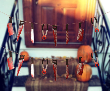 Halloween Horror Knife Flag Pulling Horror Curtain Bed Sheet with multiple spooky designs