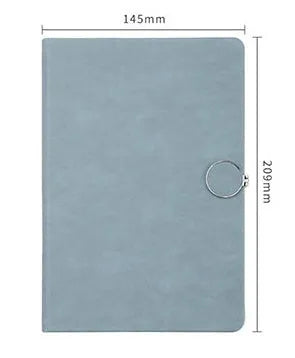 A5 thickened student diary with leather cover and buckle in grey blue
