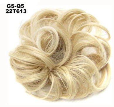 Synthetic wavy curly messy hair bun for women, 12cm diameter, high-temperature wire