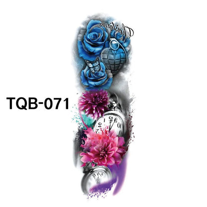 Waterproof full arm tattoo sticker with vibrant designs for temporary body art