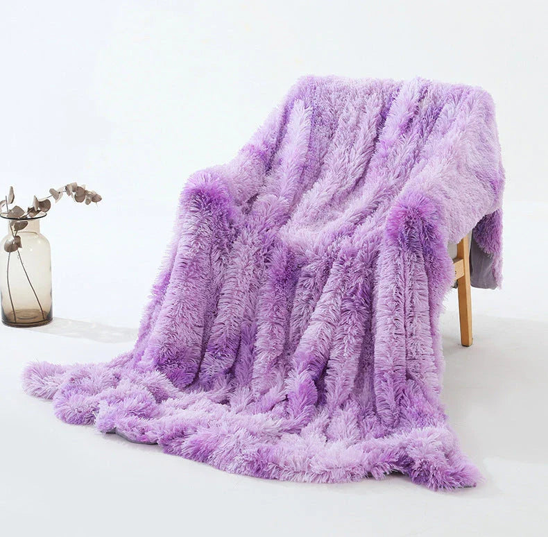 Cozy and plush shag throw blanket in various colors and sizes, perfect for sofa naps and home decor