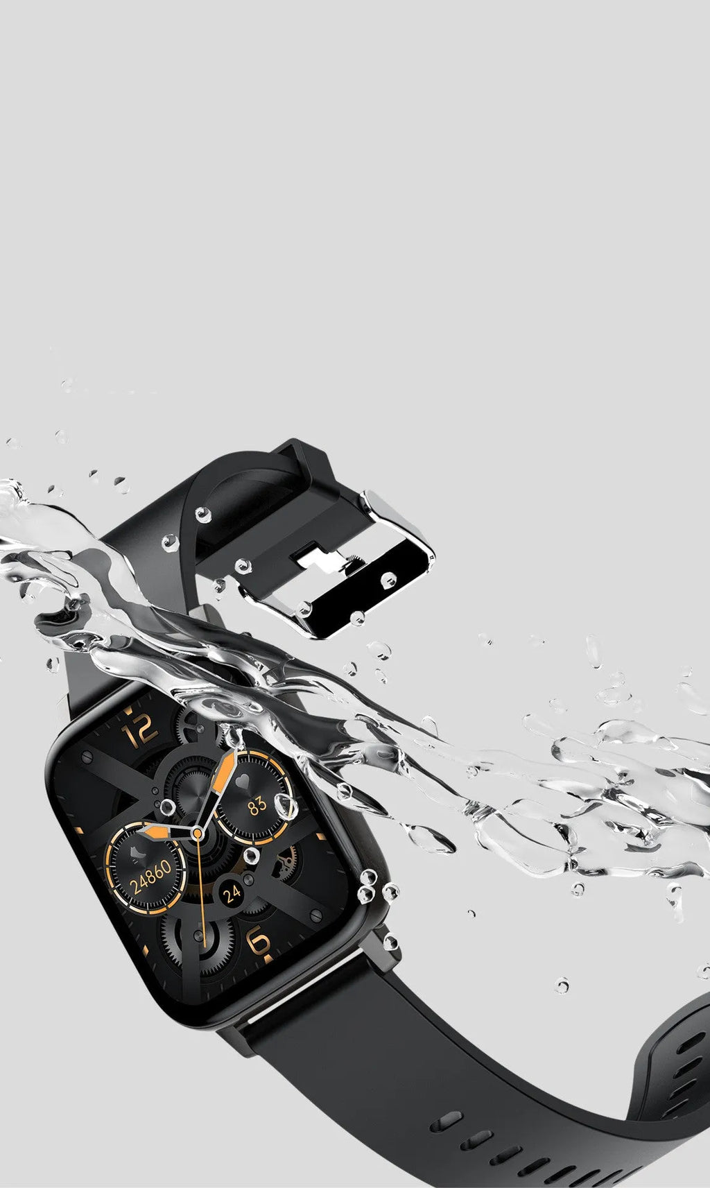 H80 sports smart watch with ECG monitoring on a wrist, showing its 1.69-inch screen and silicone strap.