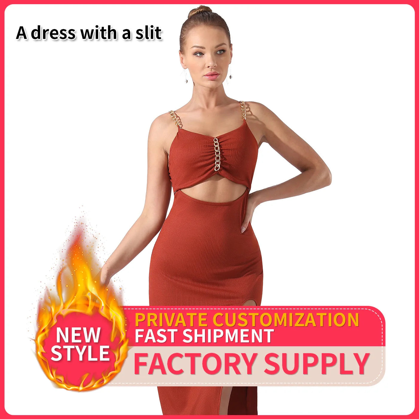 Women's halter sleeveless split dress in black, reddish brown, and peacock blue