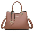 Women's black PU leather shoulder messenger bag with multi-layer compartments and sewing thread detailing