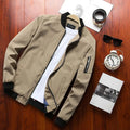 MIST plain zipper front casual bomber jacket in five colours including khaki, red, green, black, blue, sizes M to 6XL, no collar design
