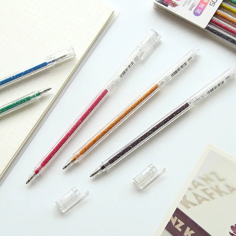Set of eight Shanzhi 623 colour-changing flashing hand account pens with plastic bodies