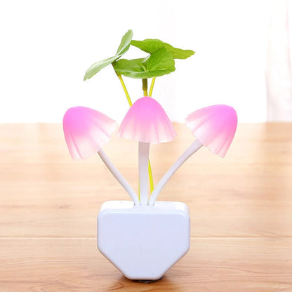 LED Mushroom Night Light with color-changing feature and automatic sensor
