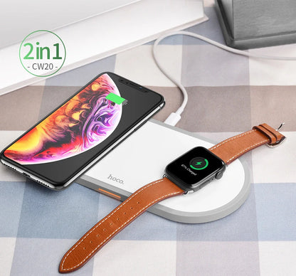 CW20 white wireless mobile phone charger with 10cm diameter and USB connection