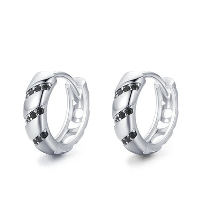 Retro women's round copper earrings in classic black, 2.5cm diameter