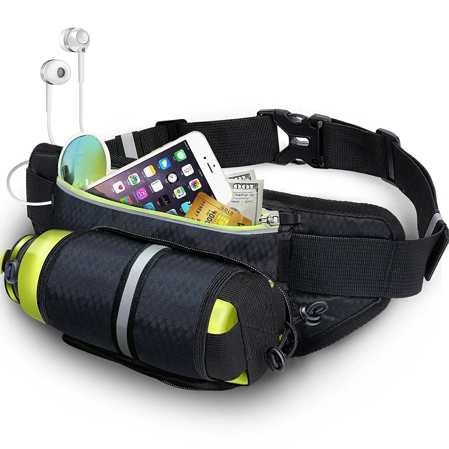 Multifunctional running waist bag sports belt in various colours, adjustable and waterproof