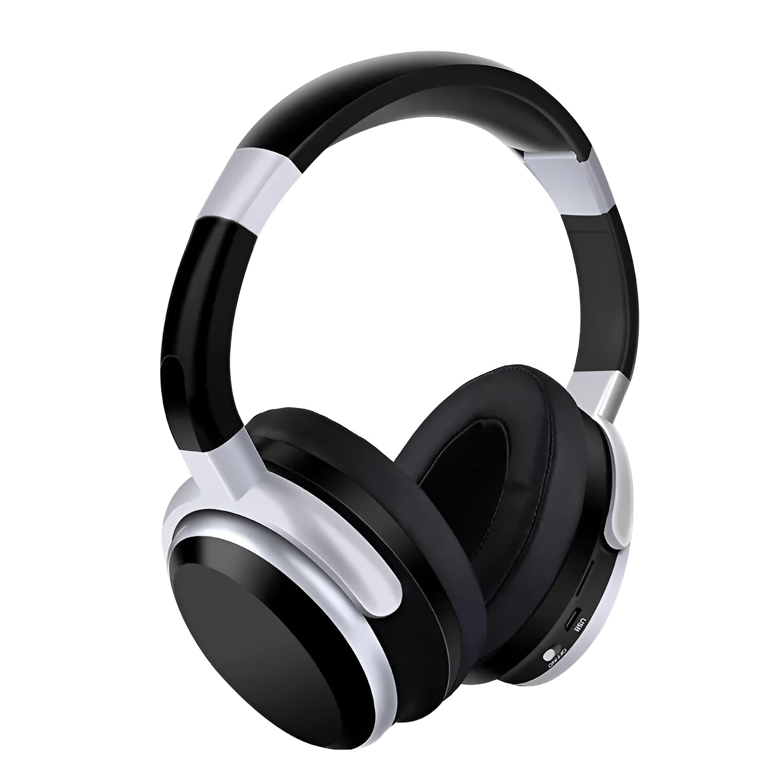 Fashion wireless headset with microphone in black, 6500mAh battery, Bluetooth CSR chip