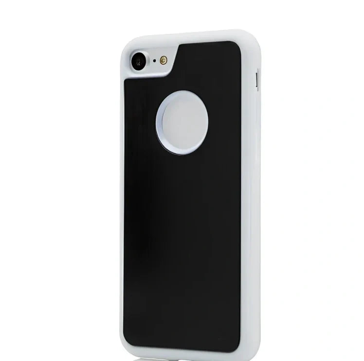 Black anti-gravity nano-adsorption phone case sticking to glass surface, compatible with iPhone 13 Pro Max, TPU-PC material